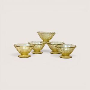Vintage Federal Glass Madrid Amber Depression Glass Sherbet Cups Set of 5
